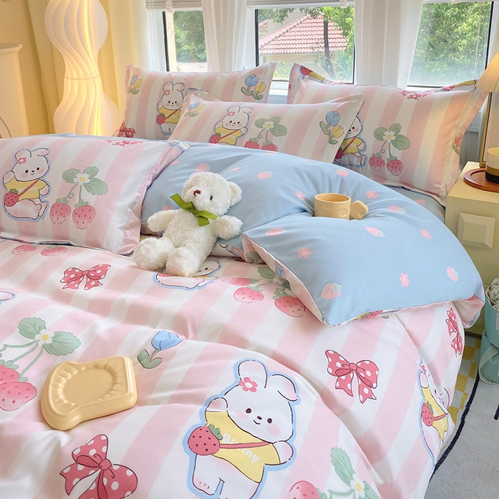 91家纺网 家纺一手货源 找家纺 艾橙家纺 2023新款秋冬新款140g植物羊绒磨毛四件套 爱丽丝