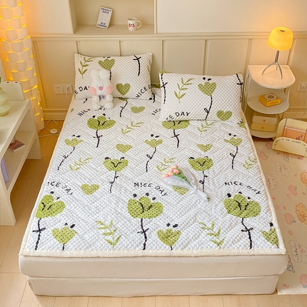 澳梵家居 2023新款豆豆绒夹棉床护垫 春之物语