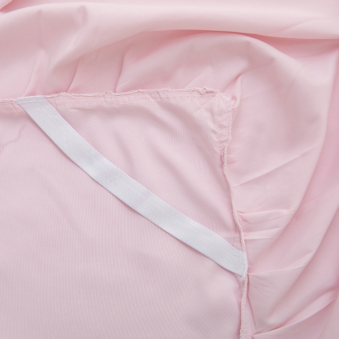 91家纺网 家纺一手货源 找家纺 极梦家纺（支持定制） 2025新款韩版纯色卡通单床裙三件套素色 浅粉小兔