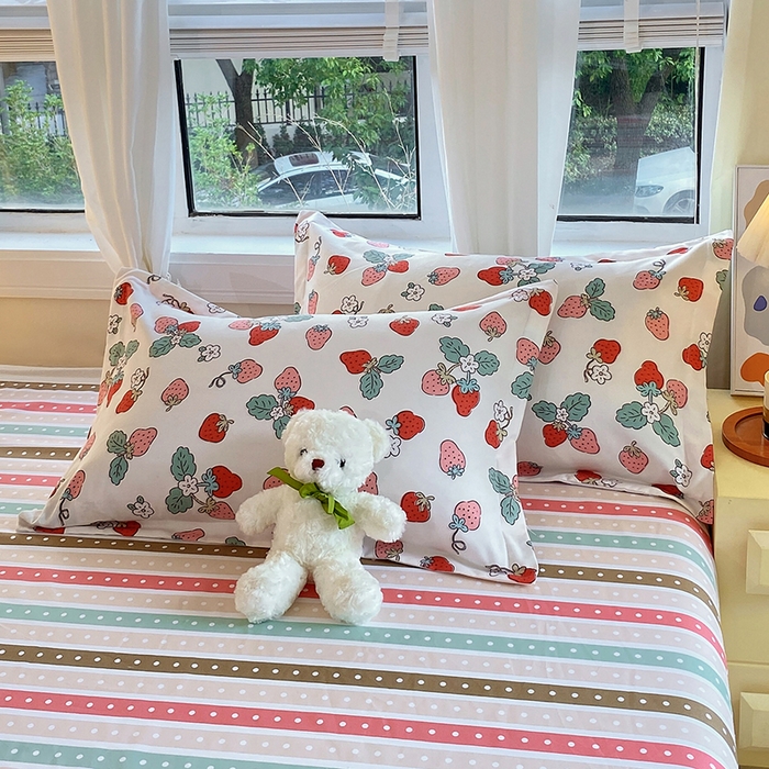 91家纺网 家纺一手货源 找家纺 艾橙家纺 2023新款秋冬新款140g植物羊绒磨毛四件套 夏日草莓