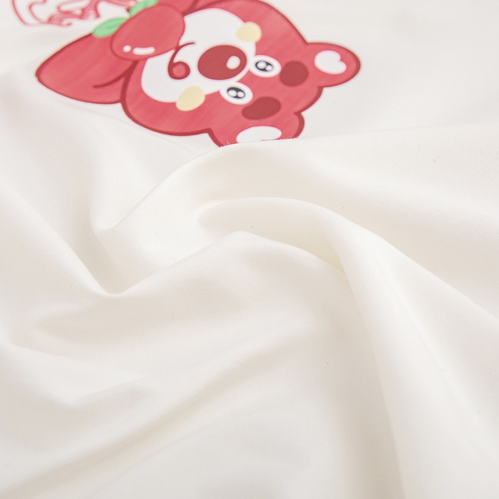 91家纺网 家纺一手货源 找家纺 极梦家纺（支持定制） 2025新款韩版纯色卡通单床裙三件套素色 米白可爱熊