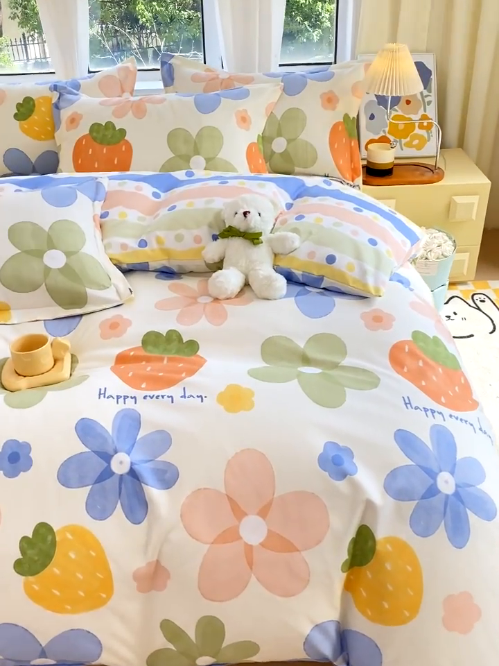 91家纺网 家纺一手货源 找家纺 艾橙家纺 2023新款秋冬新款140g植物羊绒磨毛四件套 夏日画册