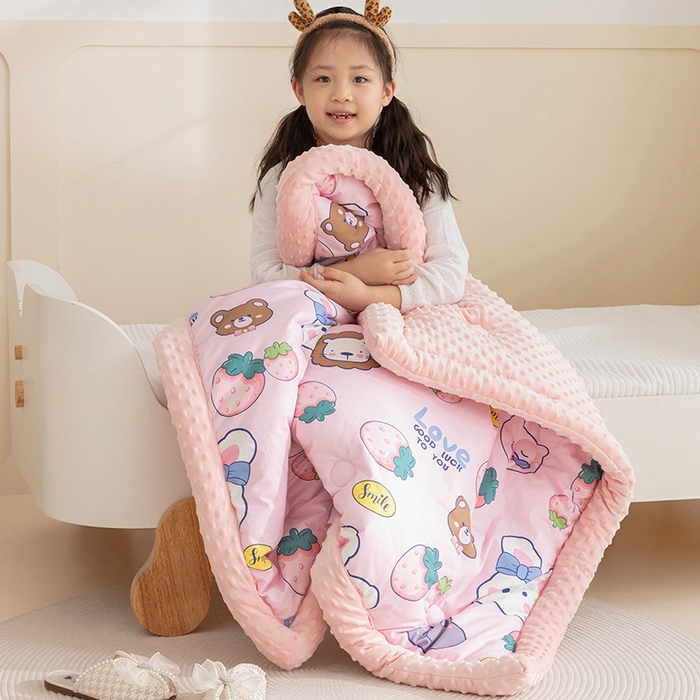 91家纺网 家纺一手货源 找家纺 嗨生活 2023新款全棉儿童被春秋被冬被幼儿园被子豆豆被-一体款 安妮兔