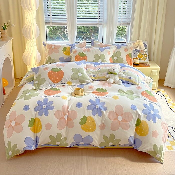 91家纺网 家纺一手货源 找家纺 艾橙家纺 2023新款秋冬新款140g植物羊绒磨毛四件套 夏日画册