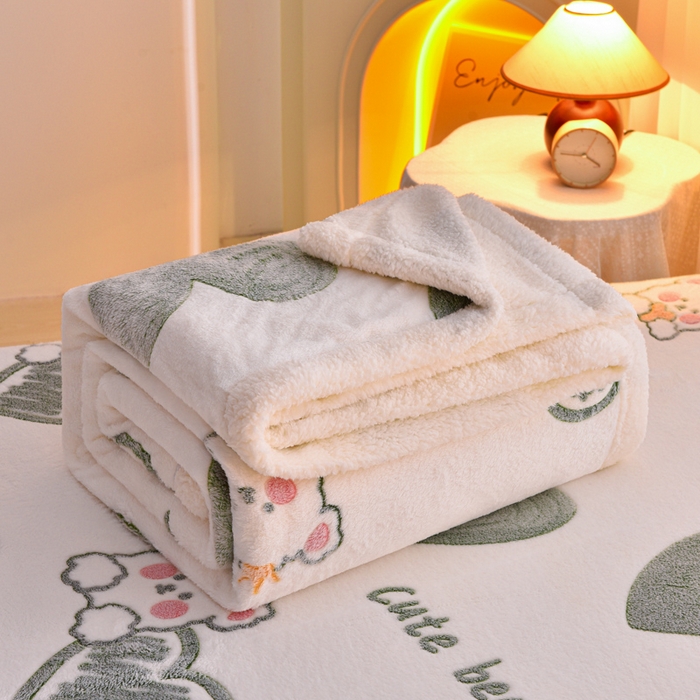 91家纺网 家纺一手货源 找家纺 同田家纺 2023年新款雪花绒&羊羔绒四件套 爱心熊