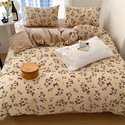 91家纺网 家纺一手货源 找家纺 （总）美乐迪家纺 2023秋冬新款保暖牛奶绒四件套