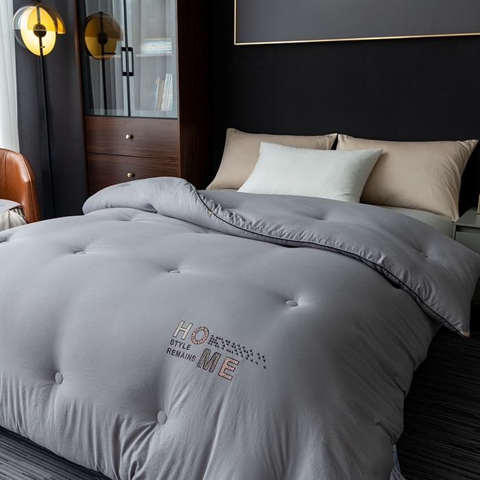 91家纺网 家纺一手货源 找家纺 瑞驰家纺 2023新款 A类水洗棉科尔特大豆被系列（风格一） 科尔特-烟雨灰