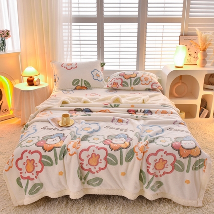 91家纺网 家纺一手货源 找家纺 同田家纺 2023年新款雪花绒&羊羔绒毛毯 小花园