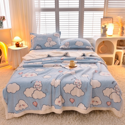 同田家纺 2023年新款雪花绒&羊羔绒毛毯 晴天之旅