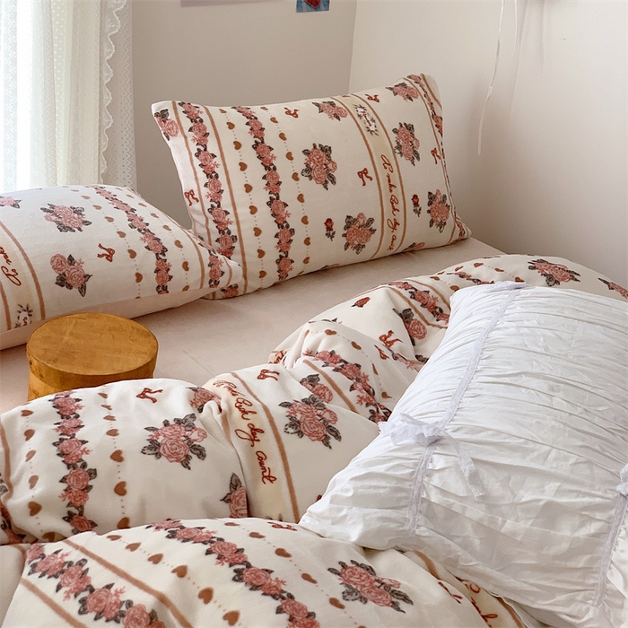 91家纺网 家纺一手货源 找家纺 美乐迪家纺 2023秋冬新款保暖牛奶绒四件套 莉娜