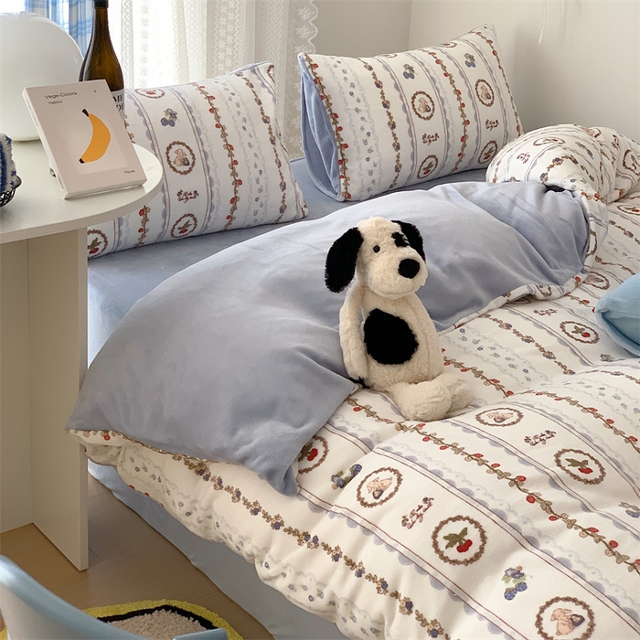 91家纺网 家纺一手货源 找家纺 美乐迪家纺 2023秋冬新款保暖牛奶绒四件套 可颂