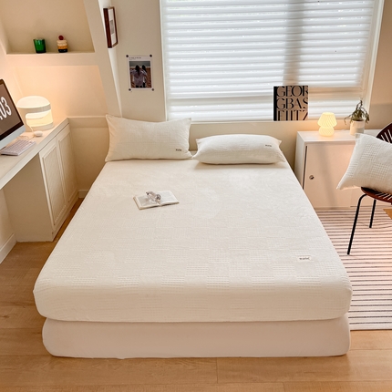 91家纺网 家纺一手货源 找家纺 （总）莱茵 2024新款A类高克重华夫格牛奶绒单床笠