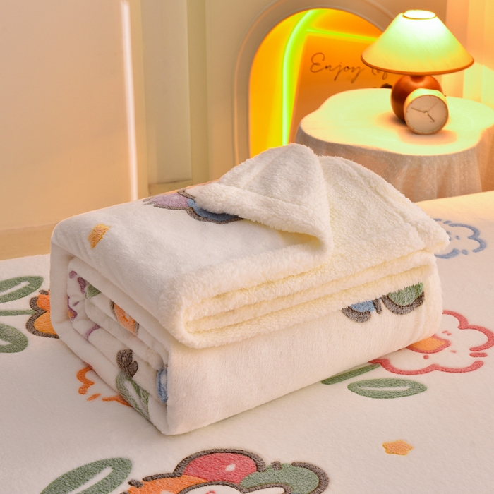 91家纺网 家纺一手货源 找家纺 同田家纺 2023年新款雪花绒&羊羔绒毛毯 小花园