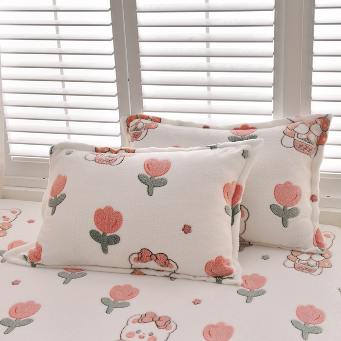 91家纺网 家纺一手货源 找家纺 同田家纺 2023年新款雪花绒&羊羔绒四件套 郁金香