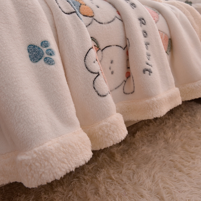 91家纺网 家纺一手货源 找家纺 同田家纺 2023年新款雪花绒&羊羔绒毛毯 小萝卜兔