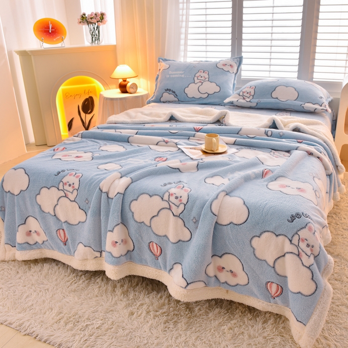 91家纺网 家纺一手货源 找家纺 同田家纺 2023年新款雪花绒&羊羔绒四件套 晴天之旅