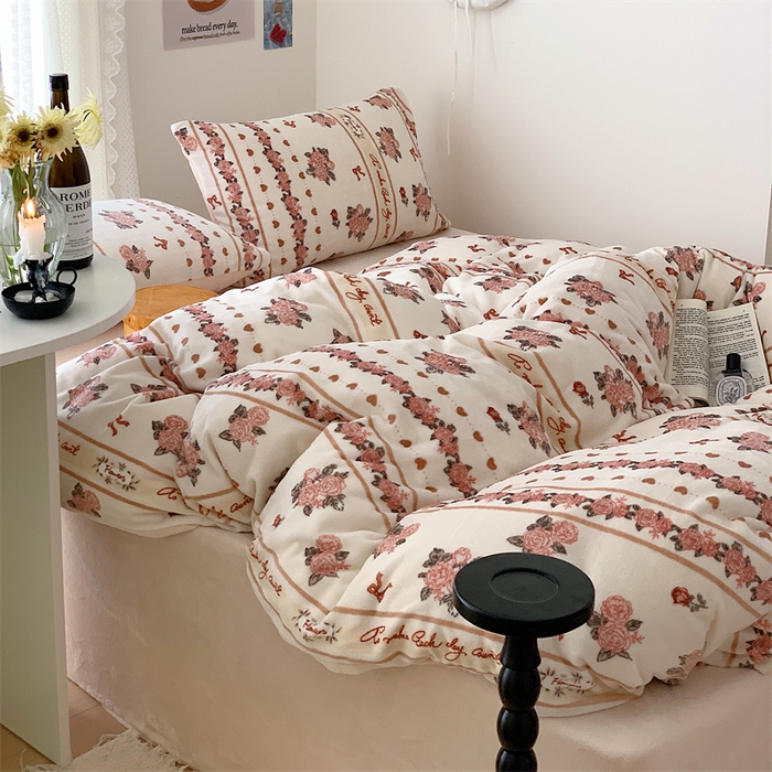 91家纺网 家纺一手货源 找家纺 美乐迪家纺 2023秋冬新款保暖牛奶绒四件套 莉娜