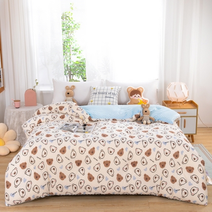 91家纺网 家纺一手货源 找家纺 天瑜家纺2023新款针织豆豆绒冬被系列 酷熊