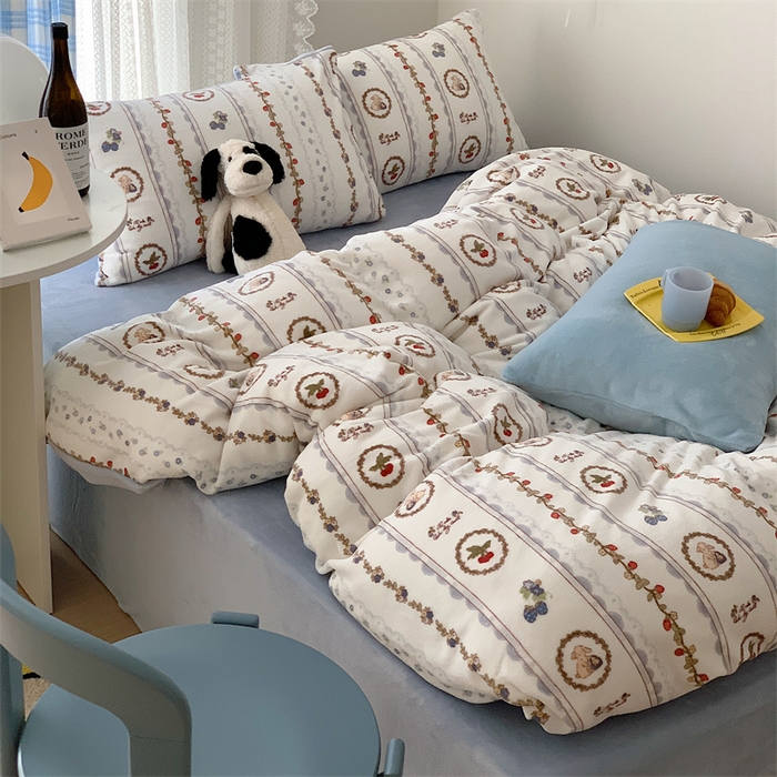 91家纺网 家纺一手货源 找家纺 美乐迪家纺 2023秋冬新款保暖牛奶绒四件套 可颂