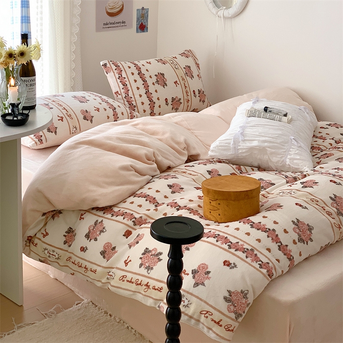 91家纺网 家纺一手货源 找家纺 美乐迪家纺 2023秋冬新款保暖牛奶绒四件套 莉娜