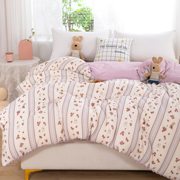 91家纺网 家纺一手货源 找家纺 天瑜家纺2023新款针织豆豆绒冬被系列 情人结