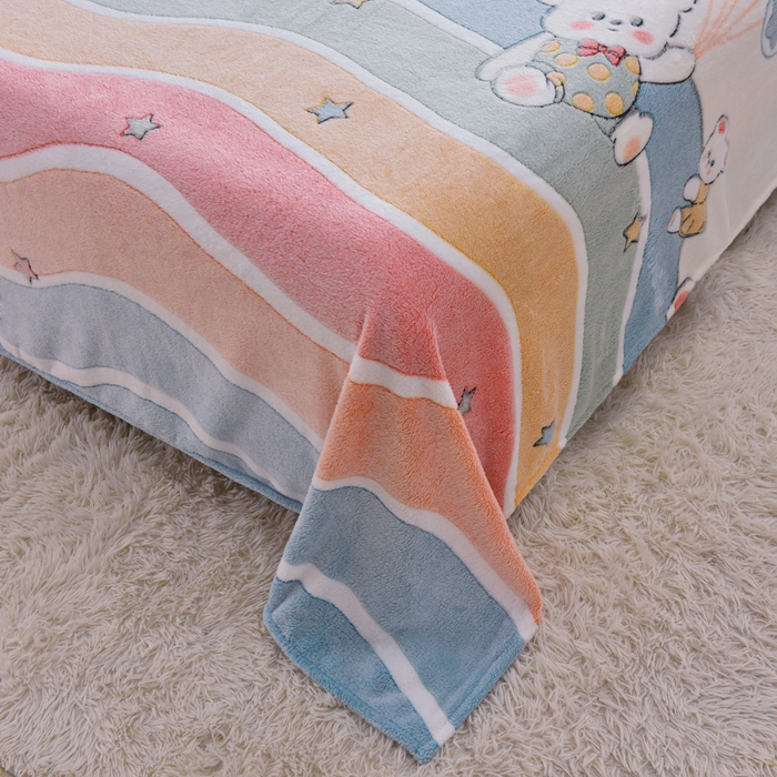 91家纺网 家纺一手货源 找家纺 同田家纺 2023年新款雪花绒&羊羔绒四件套 彩虹桥