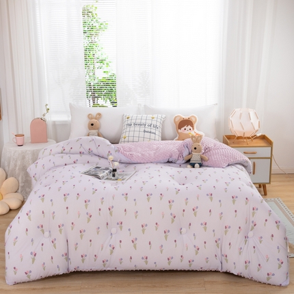 91家纺网 家纺一手货源 找家纺 天瑜家纺2023新款针织豆豆绒冬被系列 小郁金香