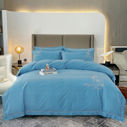 91家纺网 家纺一手货源 找家纺 （总）OL家纺 2023新款保暖全棉磨毛刺绣床盖夹棉四件套