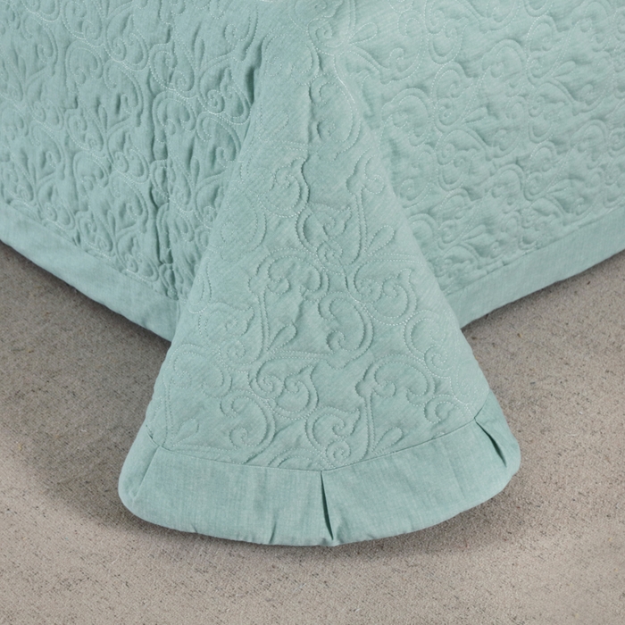 91家纺网 家纺一手货源 找家纺 OL家纺 2023新款保暖全棉磨毛刺绣床盖夹棉四件套 绿