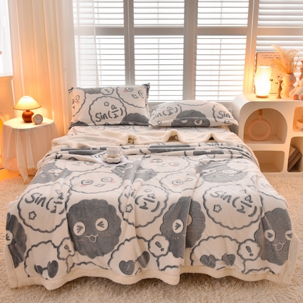 91家纺网 家纺一手货源 找家纺 同田家纺 2023年新款雪花绒&羊羔绒四件套 煤球君