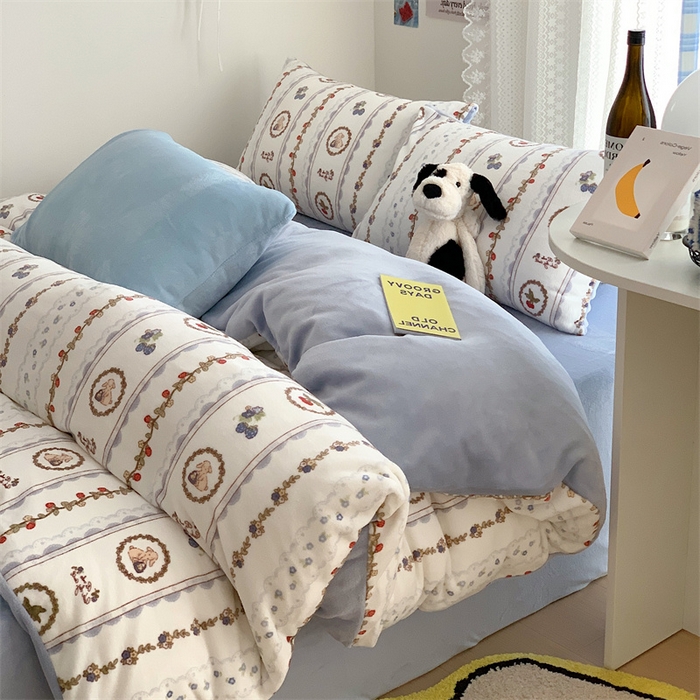 91家纺网 家纺一手货源 找家纺 美乐迪家纺 2023秋冬新款保暖牛奶绒四件套 可颂