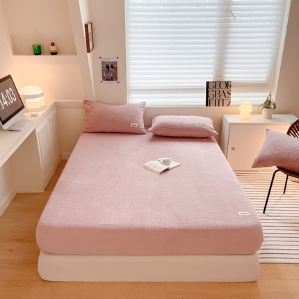 91家纺网 家纺一手货源 找家纺 （总）莱茵 2024新款A类高克重华夫格牛奶绒单床笠