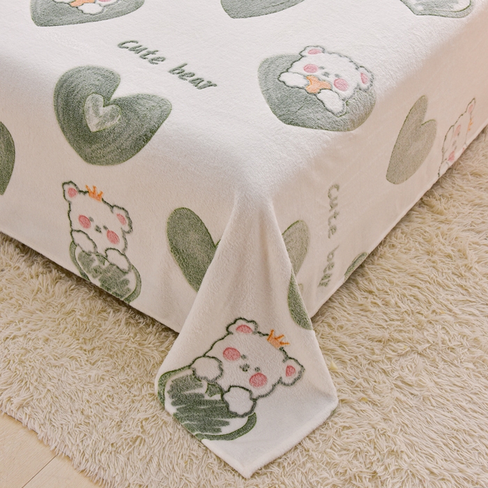 91家纺网 家纺一手货源 找家纺 同田家纺 2023年新款雪花绒&羊羔绒四件套 爱心熊