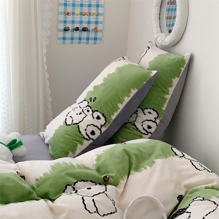 91家纺网 家纺一手货源 找家纺 美乐迪家纺 2023秋冬新款保暖牛奶绒四件套 呆萌