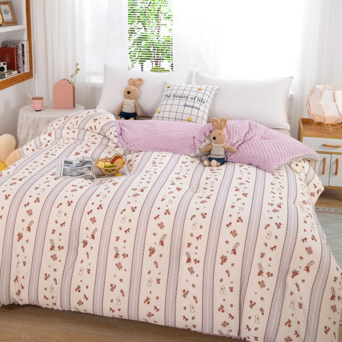 91家纺网 家纺一手货源 找家纺 天瑜家纺2023新款针织豆豆绒冬被系列 情人结