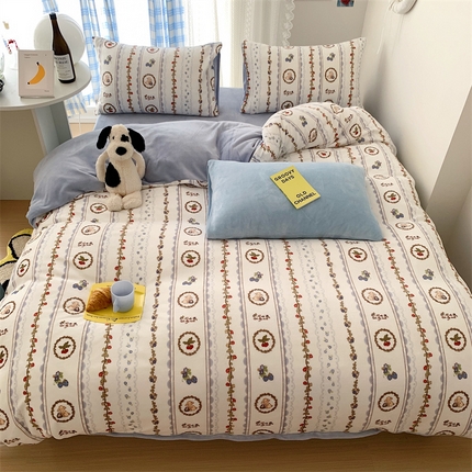 91家纺网 家纺一手货源 找家纺 （总）美乐迪家纺 2023秋冬新款保暖牛奶绒四件套