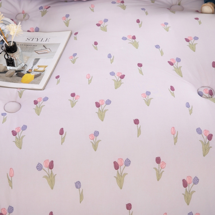 91家纺网 家纺一手货源 找家纺 天瑜家纺2023新款针织豆豆绒冬被系列 小郁金香