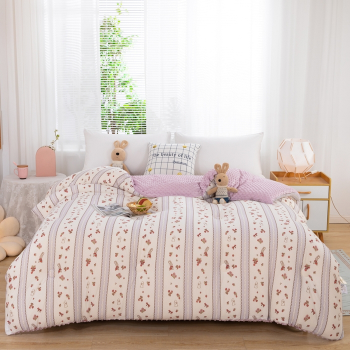 91家纺网 家纺一手货源 找家纺 天瑜家纺2023新款针织豆豆绒冬被系列 情人结