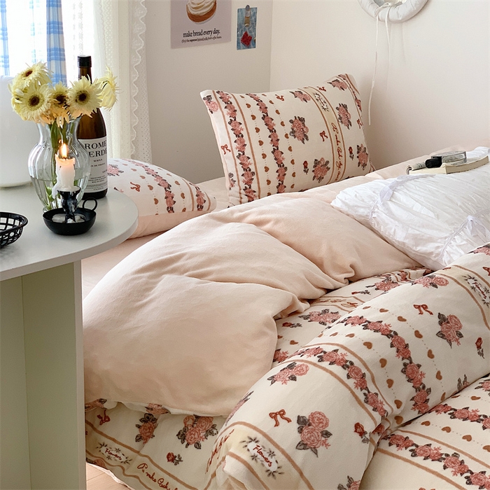 91家纺网 家纺一手货源 找家纺 美乐迪家纺 2023秋冬新款保暖牛奶绒四件套 莉娜