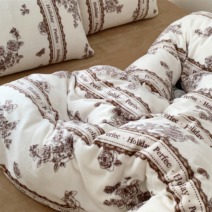 91家纺网 家纺一手货源 找家纺 美乐迪家纺 2023秋冬新款保暖牛奶绒四件套 罗马假日