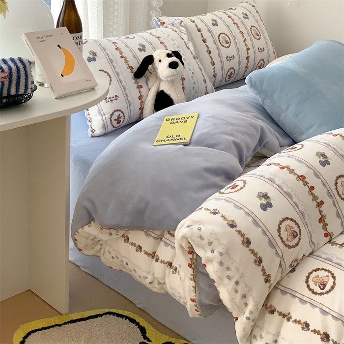 91家纺网 家纺一手货源 找家纺 美乐迪家纺 2023秋冬新款保暖牛奶绒四件套 可颂