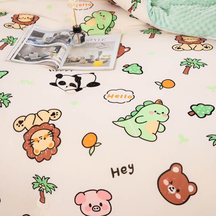 91家纺网 家纺一手货源 找家纺 天瑜家纺2023新款针织豆豆绒冬被系列 快乐熊猫1