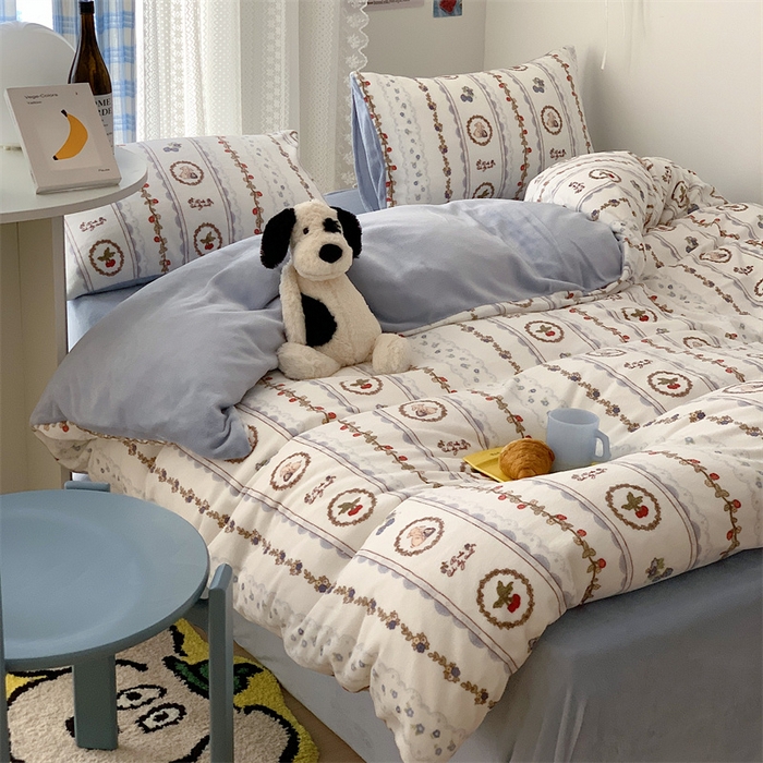 91家纺网 家纺一手货源 找家纺 美乐迪家纺 2023秋冬新款保暖牛奶绒四件套 可颂