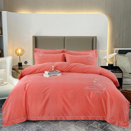 91家纺网 家纺一手货源 找家纺 （总）OL家纺 2023新款保暖全棉磨毛刺绣床盖夹棉四件套