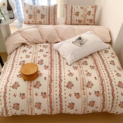 91家纺网 家纺一手货源 找家纺 美乐迪家纺 2023秋冬新款保暖牛奶绒四件套 莉娜