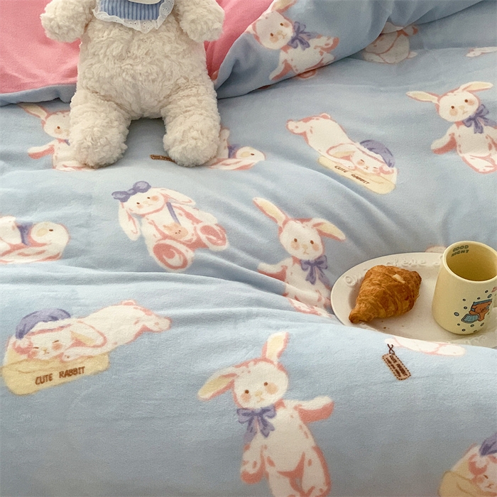 91家纺网 家纺一手货源 找家纺 美乐迪家纺 2023秋冬新款保暖牛奶绒四件套 菲比兔