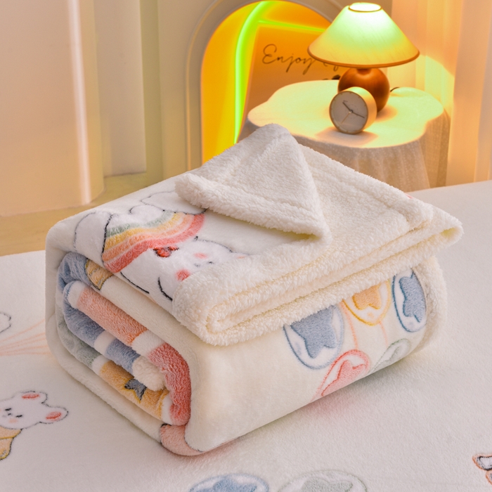 91家纺网 家纺一手货源 找家纺 同田家纺 2023年新款雪花绒&羊羔绒四件套 彩虹桥