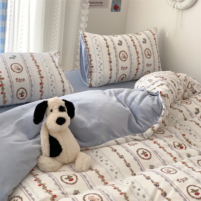 91家纺网 家纺一手货源 找家纺 美乐迪家纺 2023秋冬新款保暖牛奶绒四件套 可颂