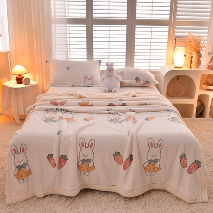 91家纺网 家纺一手货源 找家纺 同田家纺 2023年新款雪花绒&羊羔绒毛毯 小萝卜兔