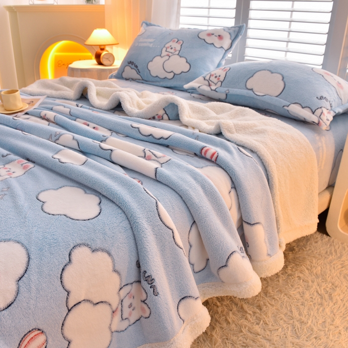 91家纺网 家纺一手货源 找家纺 同田家纺 2023年新款雪花绒&羊羔绒四件套 晴天之旅